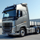 Camion moderne de 26 tonnes vu de trois quarts en industrie