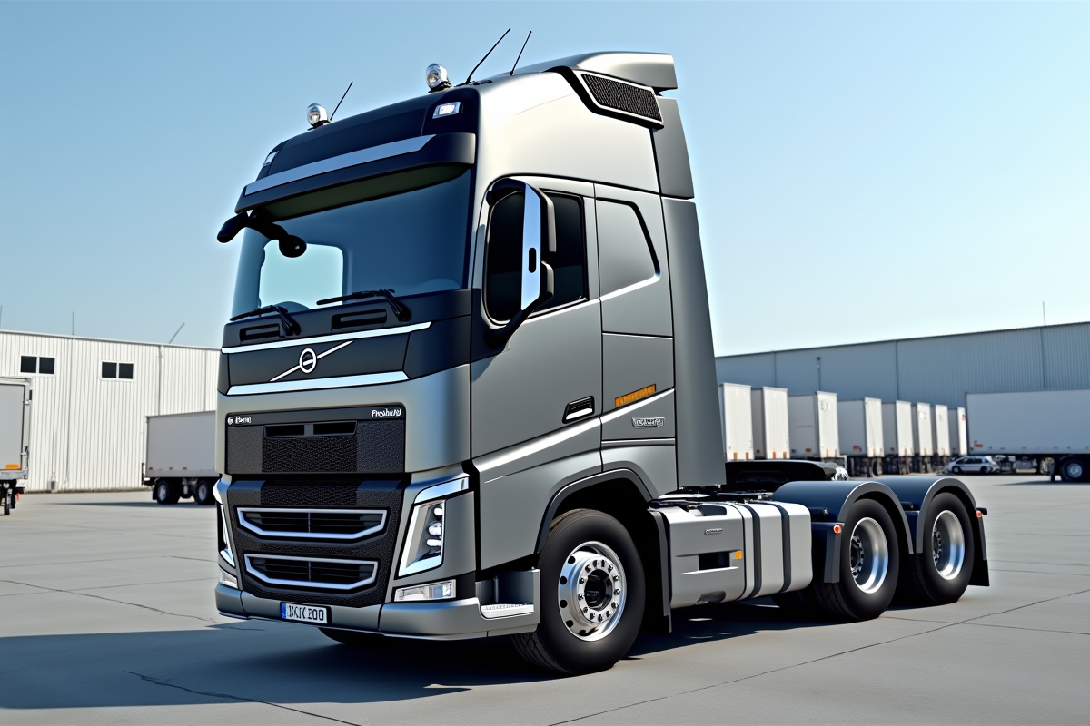 Camion moderne de 26 tonnes vu de trois quarts en industrie
