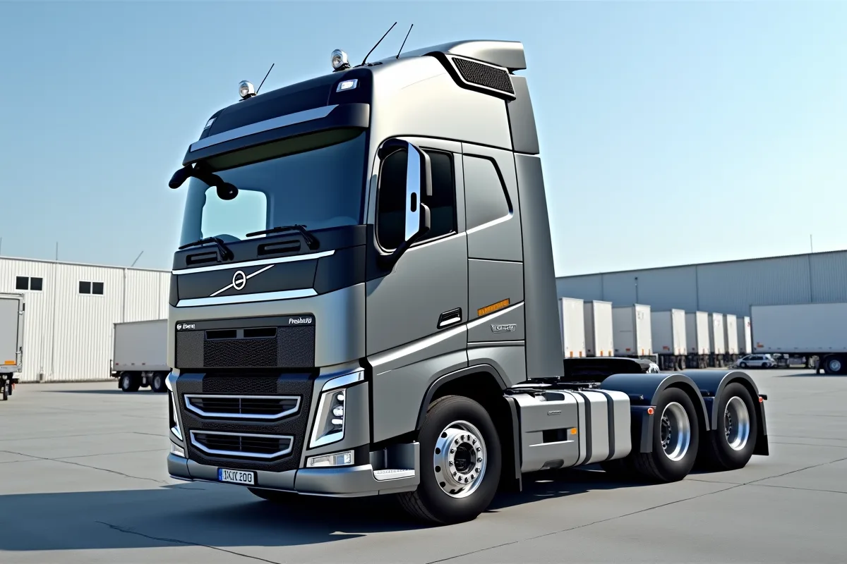 Camion moderne de 26 tonnes vu de trois quarts en industrie