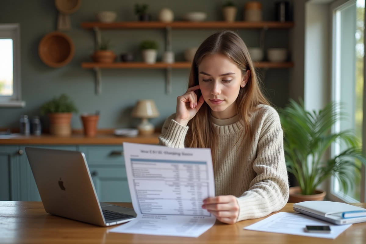 Jeune femme regardant un devis pour station de recharge EV