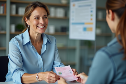 Femme remettant un permis de conduire dans une administration