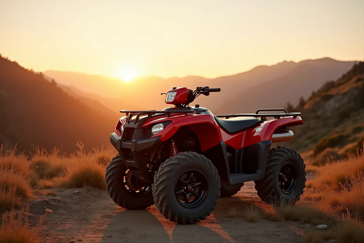 Quad tout-terrain en pleine nature lors d'une aventure en 2025