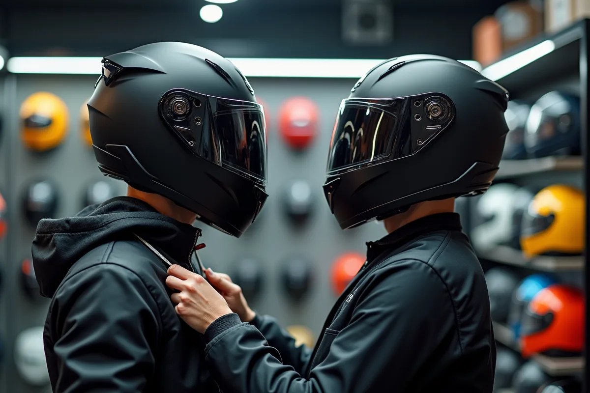 Casque de moto bien ajusté pour assurer la sécurité du conducteur