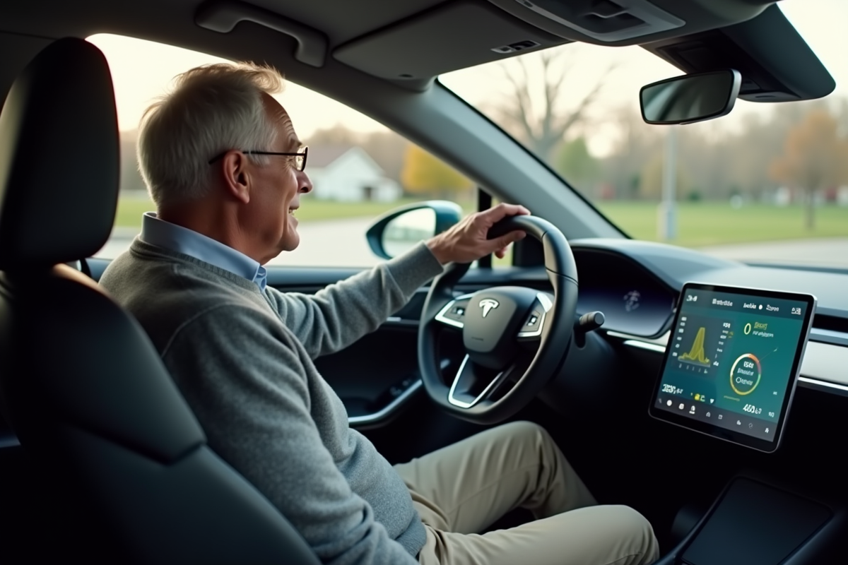 Homme regardant le tableau de bord d