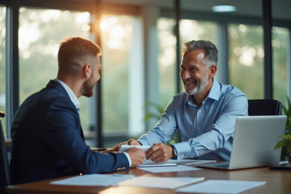 Homme souriant remettant son permis de conduire à un agent