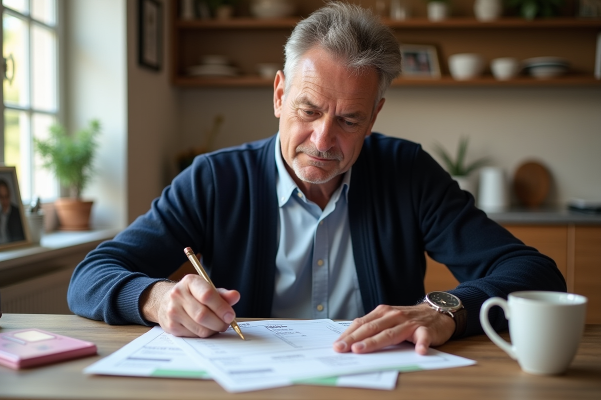 Homme remplissant un formulaire de permis de conduire à la maison