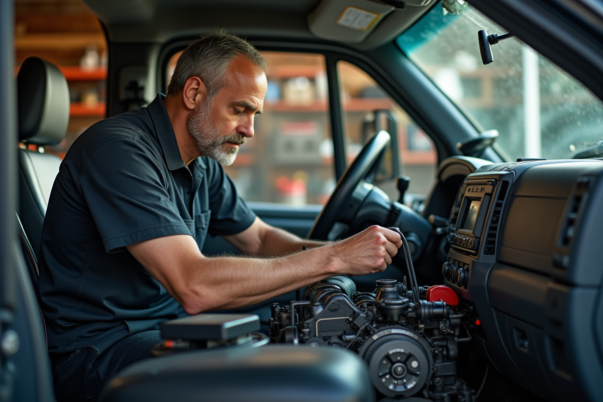 Mecanicien inspectant le moteur d