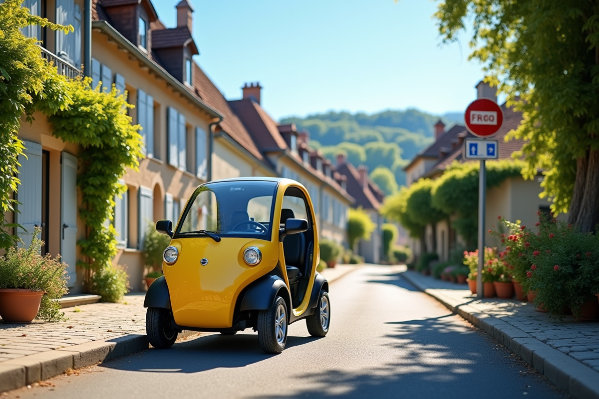 Microcar garée près d